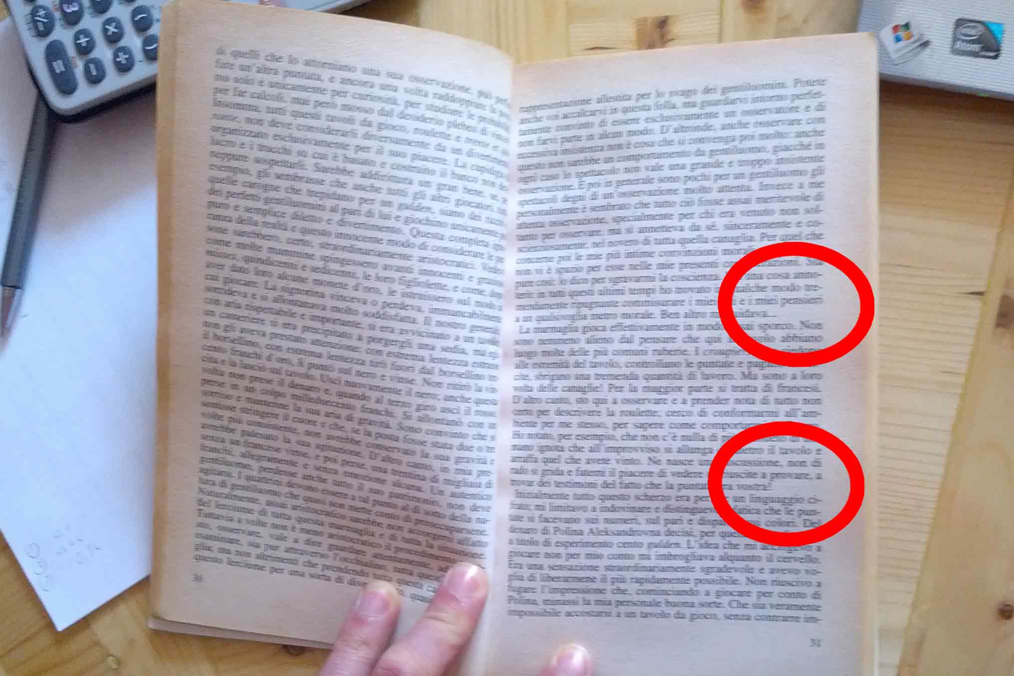 Capoverso mattone Dostoevskij, Il giocatore, Nwton Compton, pp. 30-31.